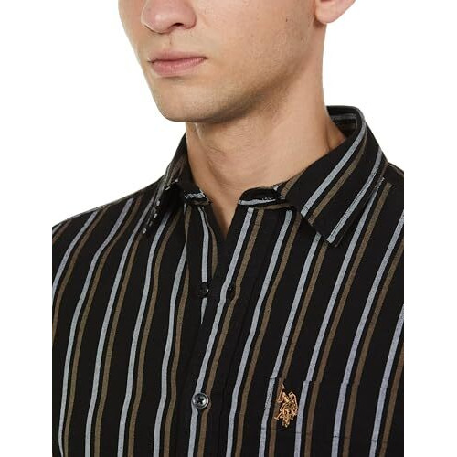 U.S.Polo Assn. Men's Regular Fit Shirt (Usshto3420_Black