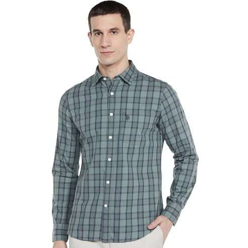 U.S.Polo Assn. Men's Regular Fit Shirt (Usshto3463_Lt. Grey