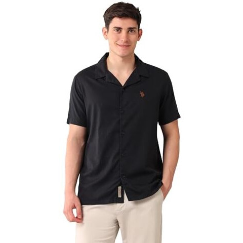 U.S. Polo Assn. Denim Co. Men's Solid Relaxed Fit Shirt (Udsht1738_Black