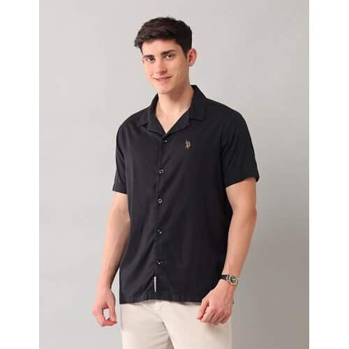 U.S. Polo Assn. Denim Co. Men's Solid Relaxed Fit Shirt (Udsht1738_Black