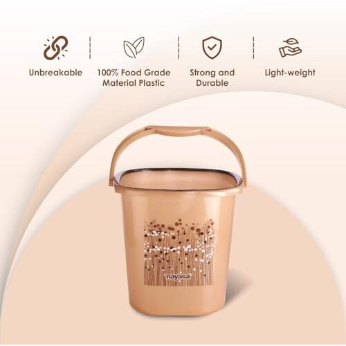 Nayasa Plastic Bucket Set Of 20Ltrs (Brown Colour)