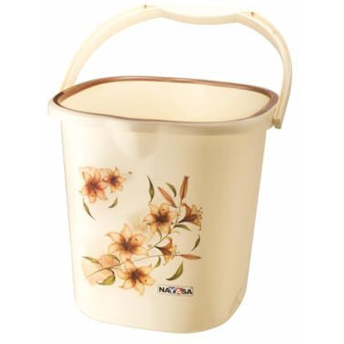 Nayasa Sqaure Ring Dlx Plastic Bucket 25 Litre | Bathroom Set | Bath Set For Bathroom | Strong And Durable | Sturdy And Easy Grip Handle | Brown