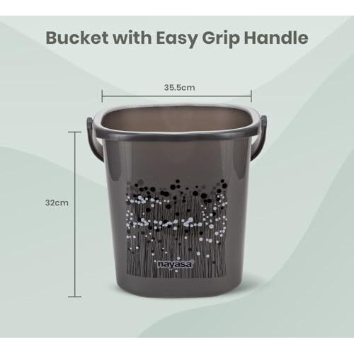 Nayasa Plastic Funk Sqr 2Pcs Bathroom Set | Bucket 25 L + Mug 1.5 L | Bathroom Set | Bath Set For Bathroom | Black