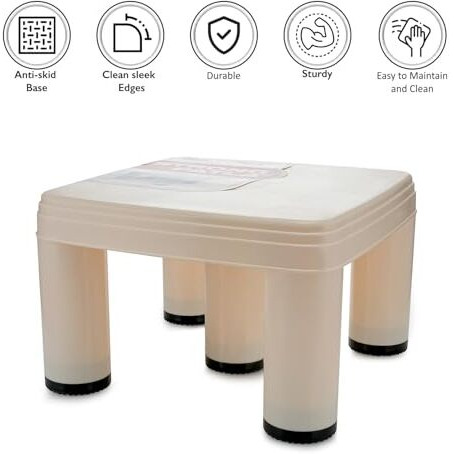 Nayasa Plastic Strong No 515 Stool (30 Cm X30 Cm X19 Cm, Ivory)