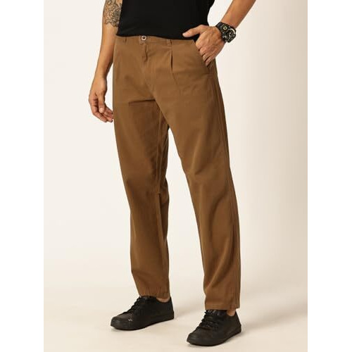 Thomas Scott Men 100% Cotton Straight Fit Chino Trouser (Dark Khaki, 38)