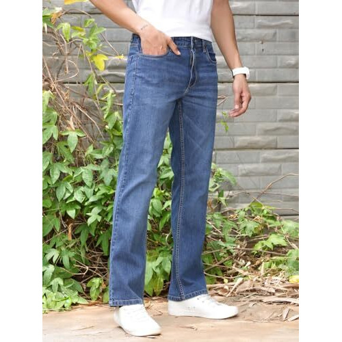Thomas Scott Men's Mid-Rise Clean Look Boot Cut Jeans (Tsj217_Mid Indigo, 32)