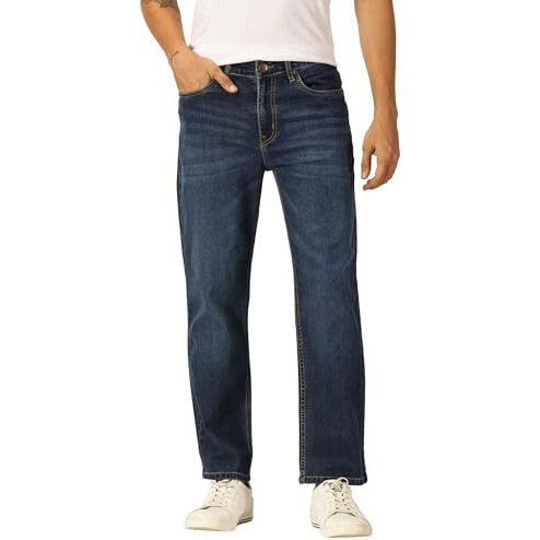 Thomas Scott Men's Mid-Rise Regular Fit Stretchable Jeans (Tsj236_Darkblue, 34)
