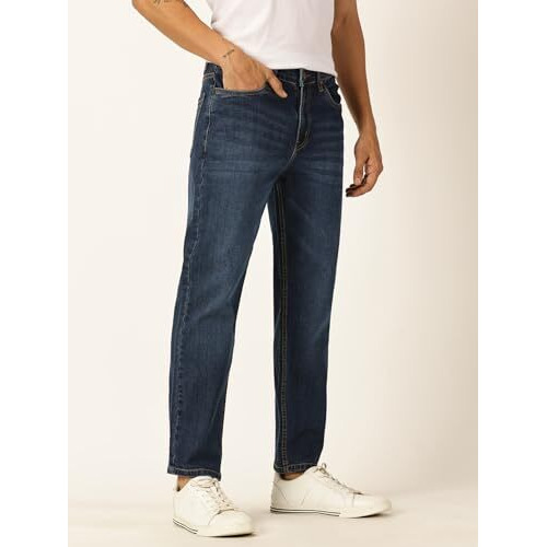 Thomas Scott Men's Mid-Rise Regular Fit Stretchable Jeans (Tsj236_Darkblue, 34)