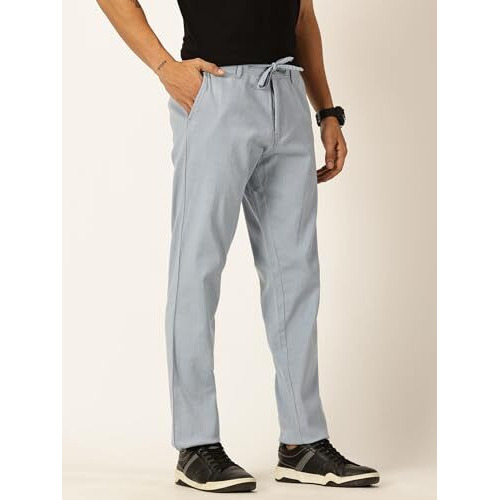 Thomas Scott Men's Mid-Rise Cotton Linen Smart Chino Trouser (Mid Blue, 34)