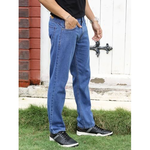 Thomas Scott Men's Mid-Rise Clean Look Relaxed Fit Jeans (Tsj-211_Lightblue, 36)