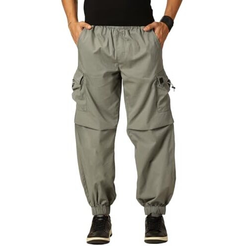 Thomas Scott Mens 100% Cotton Cargo Parachute Pants (Tsb040_Seagreen, 38)