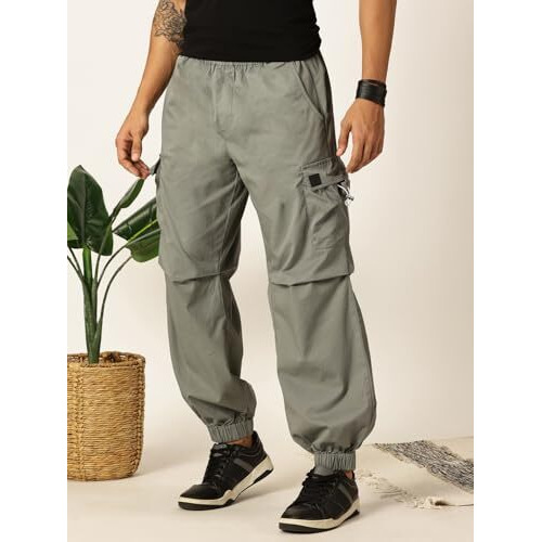 Thomas Scott Mens 100% Cotton Cargo Parachute Pants (Tsb040_Seagreen, 38)