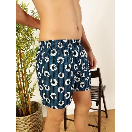 Thomas Scott Men's Cotton Printed Regular Boxer Shorts(Tsbpo2003_36) Blue,White