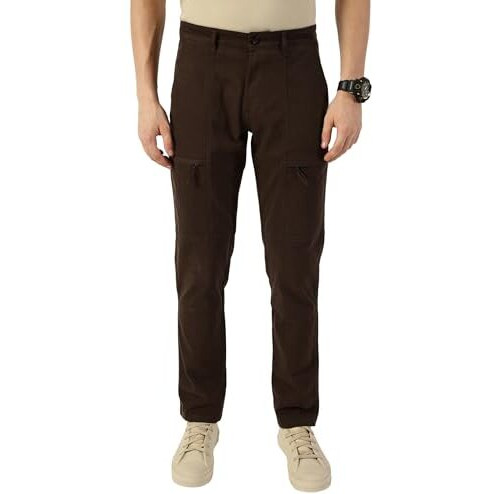 Thomas Scott Men Solid Regular Fit Trouser (Tsb080_Coffee, 30)