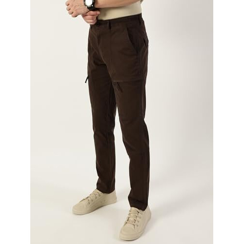 Thomas Scott Men Solid Regular Fit Trouser (Tsb080_Coffee, 30)