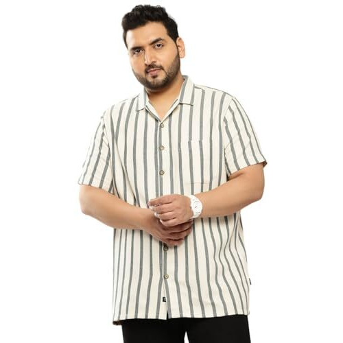 Thomas Scott Men Plus Size Premium Striped Pure Cotton Casual Shirt(Ts1468_Bgreen_4Xl) Green