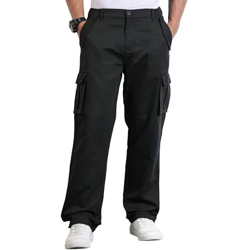 Thomas Scott Mens Solid Relaxed Fit Cargo Trouser (Tsb104_Darkgreen, 34)