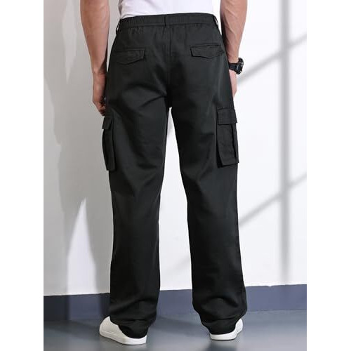 Thomas Scott Mens Solid Relaxed Fit Cargo Trouser (Tsb104_Darkgreen, 34)