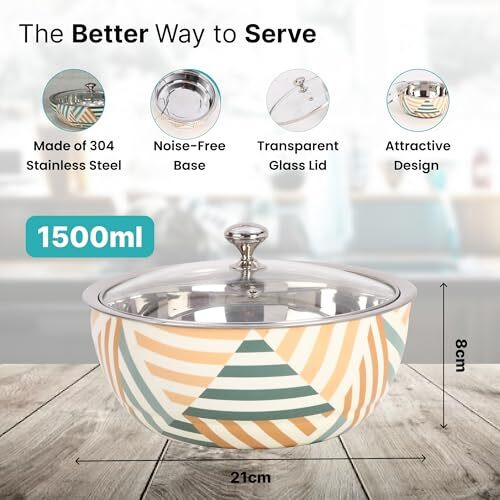 The Better Home Stainless Steel Insulated Casserole For Roti (1.5L) | Hot Boxes For Kitchen | Serving Bowl Set | Kitchen Gift Items | Roti Storage Box | Chapati Box | Housewarming Gifts (Design 3)