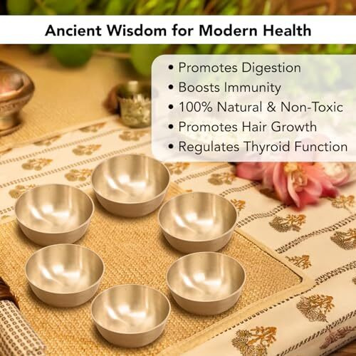 Ekhasa Certified Bronze Utensils | 100% Pure Kansa Bowl | Bronze Bowl | Kansa Katori | Kasa Bowl | Kanse Ki Katori | Kasha Bowl (Size 150 Ml Each, Dimension 3.5 X 1.5 Inch Each) (Set Of 6)