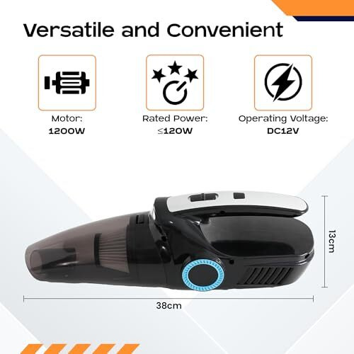 Carbinic Car Vacuum Cleaner 2 In 1 | 6000 Pa Suction, 12V Dc | Car Vacuum Cleaner & Tyre Inflator For Car | Tire Pressure Guage Lcd Display | Handheld Vacuum Cleaner | Cordless