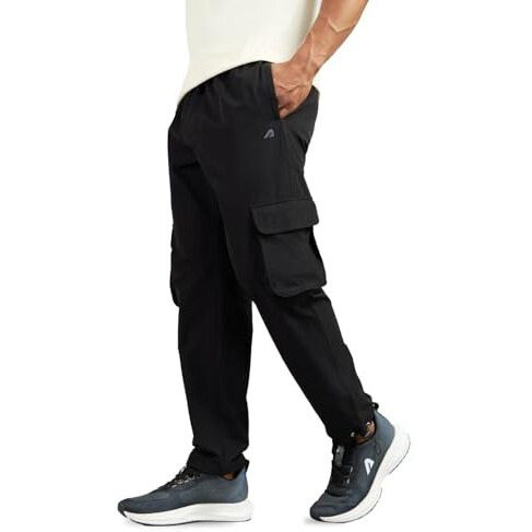 Boldfit Cargo For Men Solid Cargo Pants For Men & Boys Casual Wear Cargo Pants For Boys Regular Fit Cargos For Men Stylish Mens Cargo Trousers For Men, Lowers For Men Cargo Pants For Man - Black L
