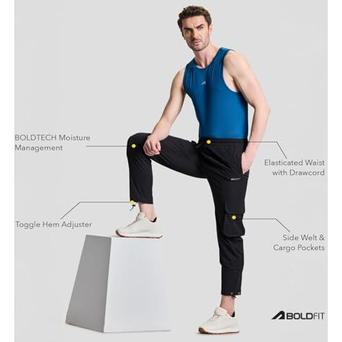 Boldfit Cargo For Men Solid Cargo Pants For Men & Boys Casual Wear Cargo Pants For Boys Regular Fit Cargos For Men Stylish Mens Cargo Trousers For Men, Lowers For Men Cargo Pants For Man - Black L