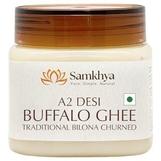 Samkhya A2 Desi Buffalo Ghee 1000 Ml | Vedic Bilona Method | Churned From Cultured Curd | Grass Fed Buffaloes | Slow Cooked In Iron Kadhai | Very Low Lactose & Nutrient-Dense | Lab Tested Pure Ghee
