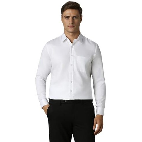 Louis Philippe Men's Cotton Slim Fit Shirt (Lpsfmslfk13939_White,42