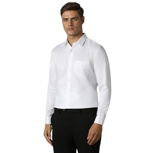 Louis Philippe Men's Cotton Slim Fit Shirt (Lpsfmslfk13939_White,42