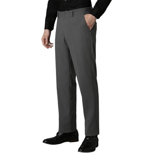 Louis Philippe Men's Regular Mid Rise Pants (Lptfmrgbn67334_Grey