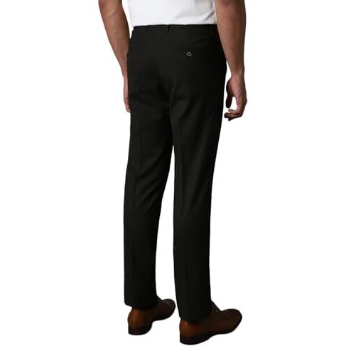 Louis Philippe Men's Slim Work Utility Mid Rise Pants (Lptfmslb424188_Black, 32