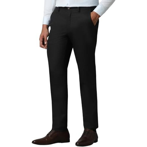 Louis Philippe Men's Mid Rise Slim Pants (Lptfmssbf80665_Black, 34