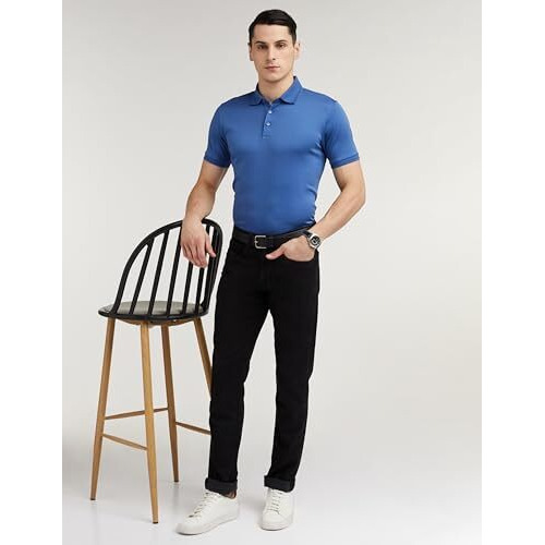 Louis Philippe Men's Slim Mid Rise Jeans (Lrdncslpb23779_Black, 34)