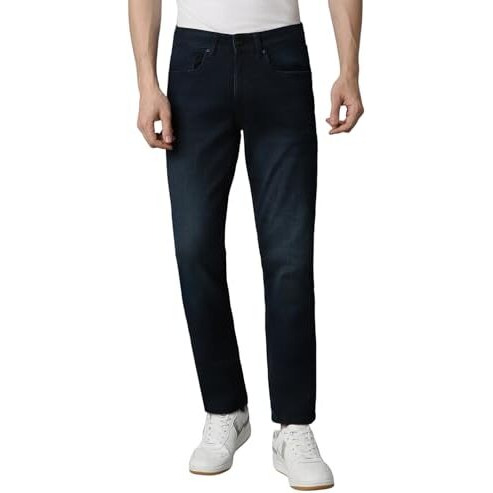 Louis Philippe Men's Slim Jeans (Lrdncslpr07300_Navy, Mid Rise