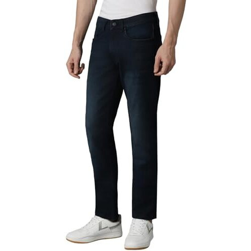 Louis Philippe Men's Slim Jeans (Lrdncslpr07300_Navy, Mid Rise