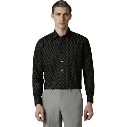 Louis Philippe Men's Solid Slim Fit Shirt (Lpsfmslfg73841_Black