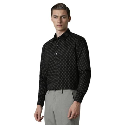Louis Philippe Men's Solid Slim Fit Shirt (Lpsfmslfg73841_Black