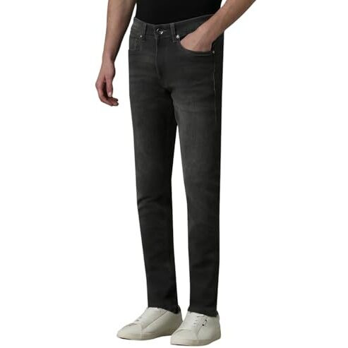 Louis Philippe Men's Slim Low Rise Jeans (Lrdncsspi81274_Black, 34