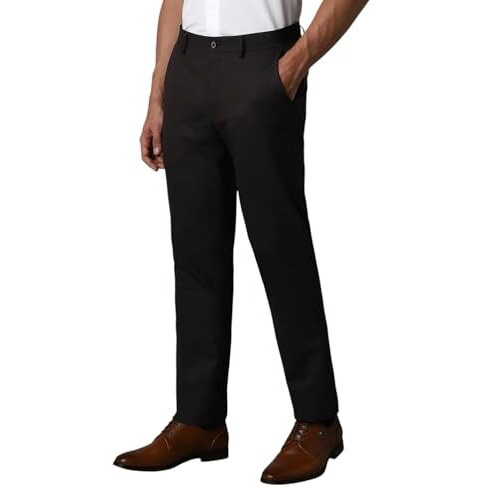 Louis Philippe Men's Slim Pants (Lptfmslb109377_Black 2