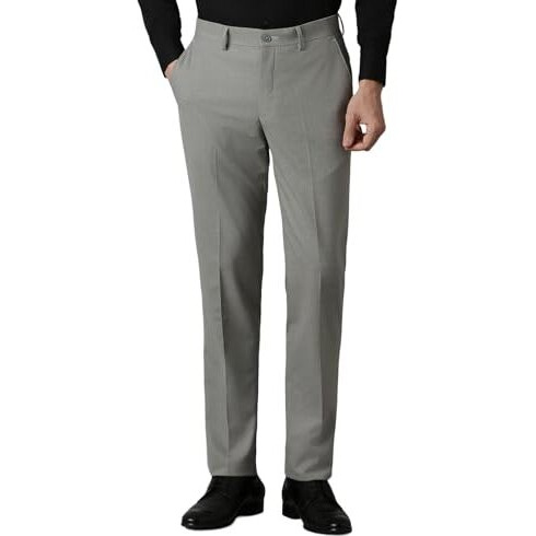 Louis Philippe Men's Slim Mid Rise Pants (Lptfmslba59913_Light Grey, 32)