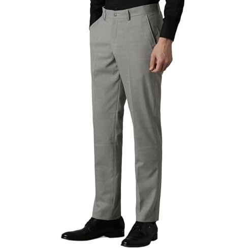 Louis Philippe Men's Slim Mid Rise Pants (Lptfmslba59913_Light Grey, 32)