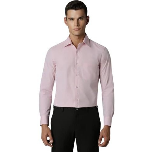 Louis Philippe Men's Cotton Classic Fit Shirt (Lpsfmclp576401_Pink, 40