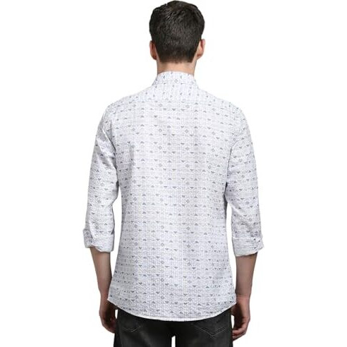 Louis Philippe Men's Letter Print Slim Fit Shirt (Lrsfnslbu56186_Multicolour