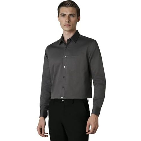 Louis Philippe Men's Cotton Slim Fit Shirt (Lpsfmslfk09086_Grey, 39
