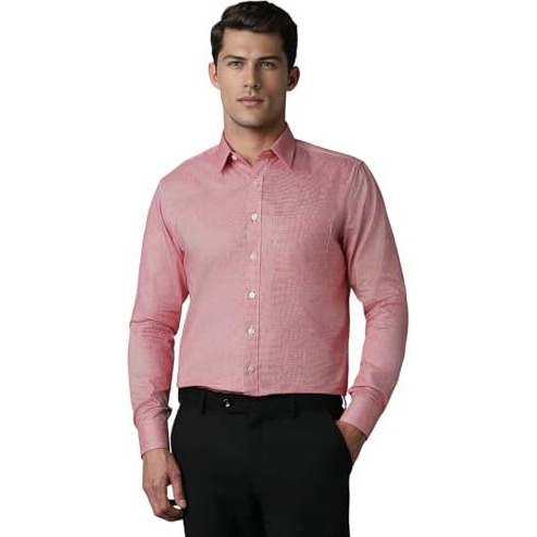 Louis Philippe Men's Cotton Slim Fit Shirt (Lpsfmslp674198_Red, 42