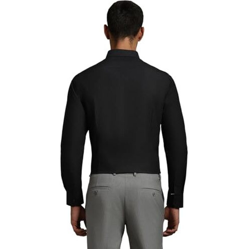 Louis Philippe Men's Solid Slim Fit Shirt (Lpsfmslp165365_Black