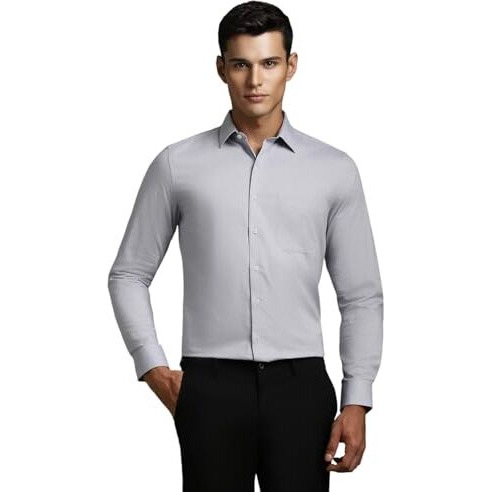 Louis Philippe Men's Solid Slim Fit Shirt (Lpsfmslpy04144_Grey