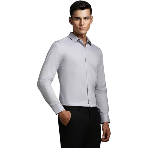 Louis Philippe Men's Solid Slim Fit Shirt (Lpsfmslpy04144_Grey
