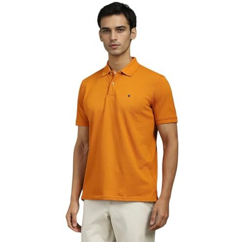Louis Philippe Men's Solid Regular Fit T-Shirt (Lpkpmrgbq32764Lh_Orange